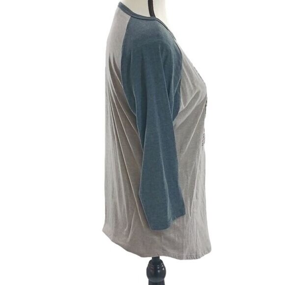 Lularoe Womens Shirt Size M Gray Punk Graphic Raglan 3/4 Sleeve Casual Tee Top - Picture 4 of 7
